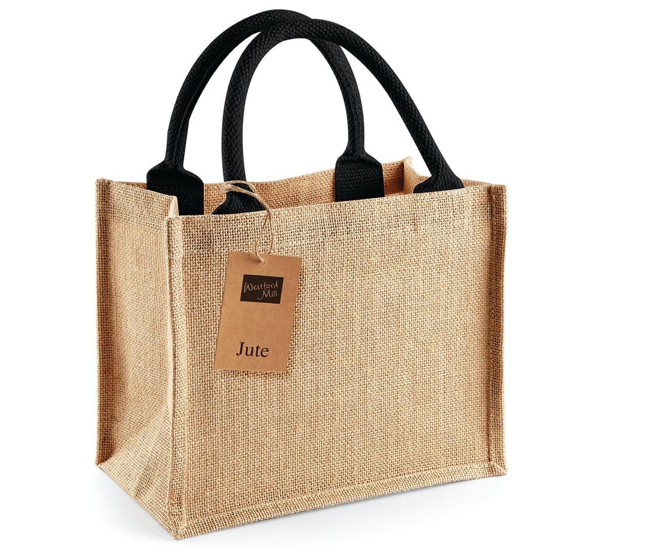JUTE MINI GIFT BAG coloris Naturel / Noir