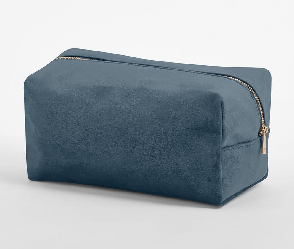 VELVET TOILETRY/ACCESSORY CASE coloris Bleu topaze