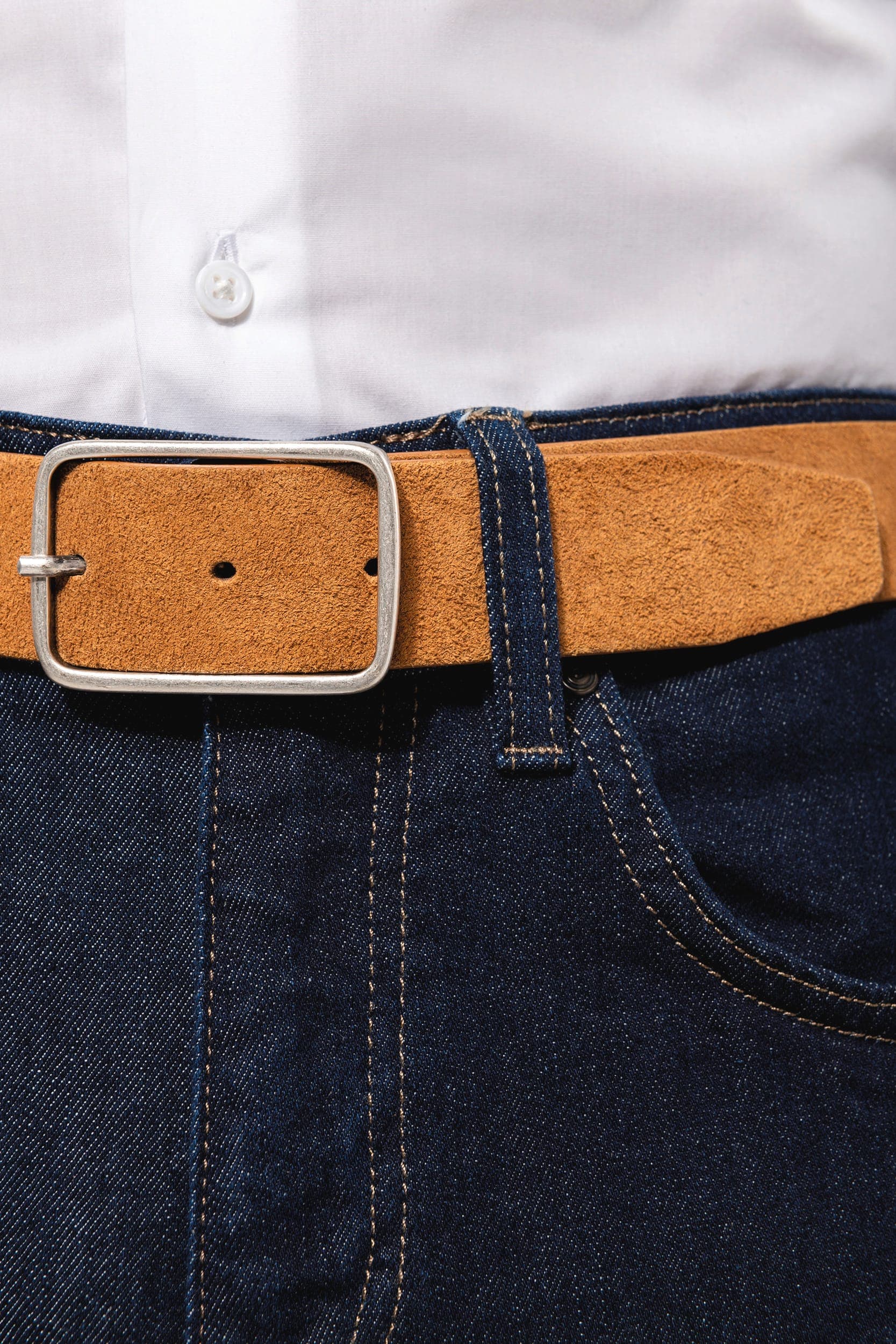 Ceinture cuir  velours homme en situation
