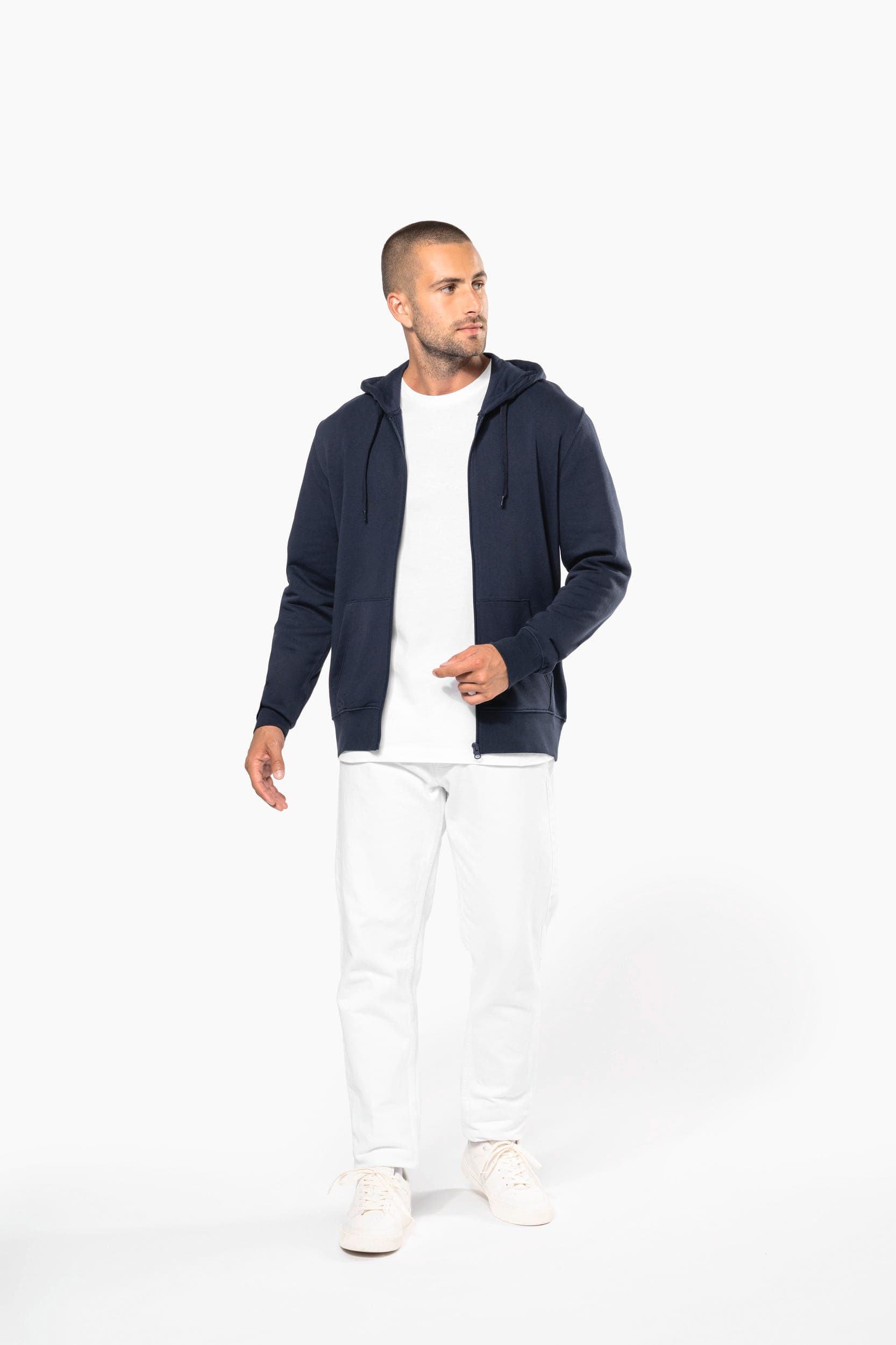 Sweat-shirt écoresponsable zippé à capuche homme en situation