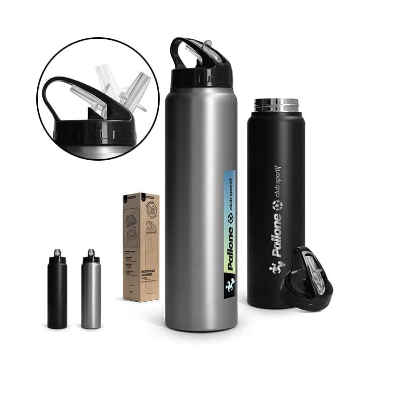 BOUTEILLE GOURDE 1 L INOX AVEC PAILLE