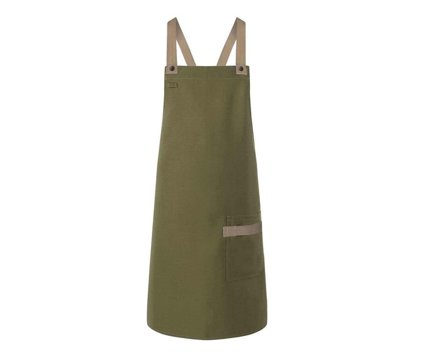 BIB APRON URBAN-LOOK WITH CROSS STRAPS AND POCKET coloris Vert mousse