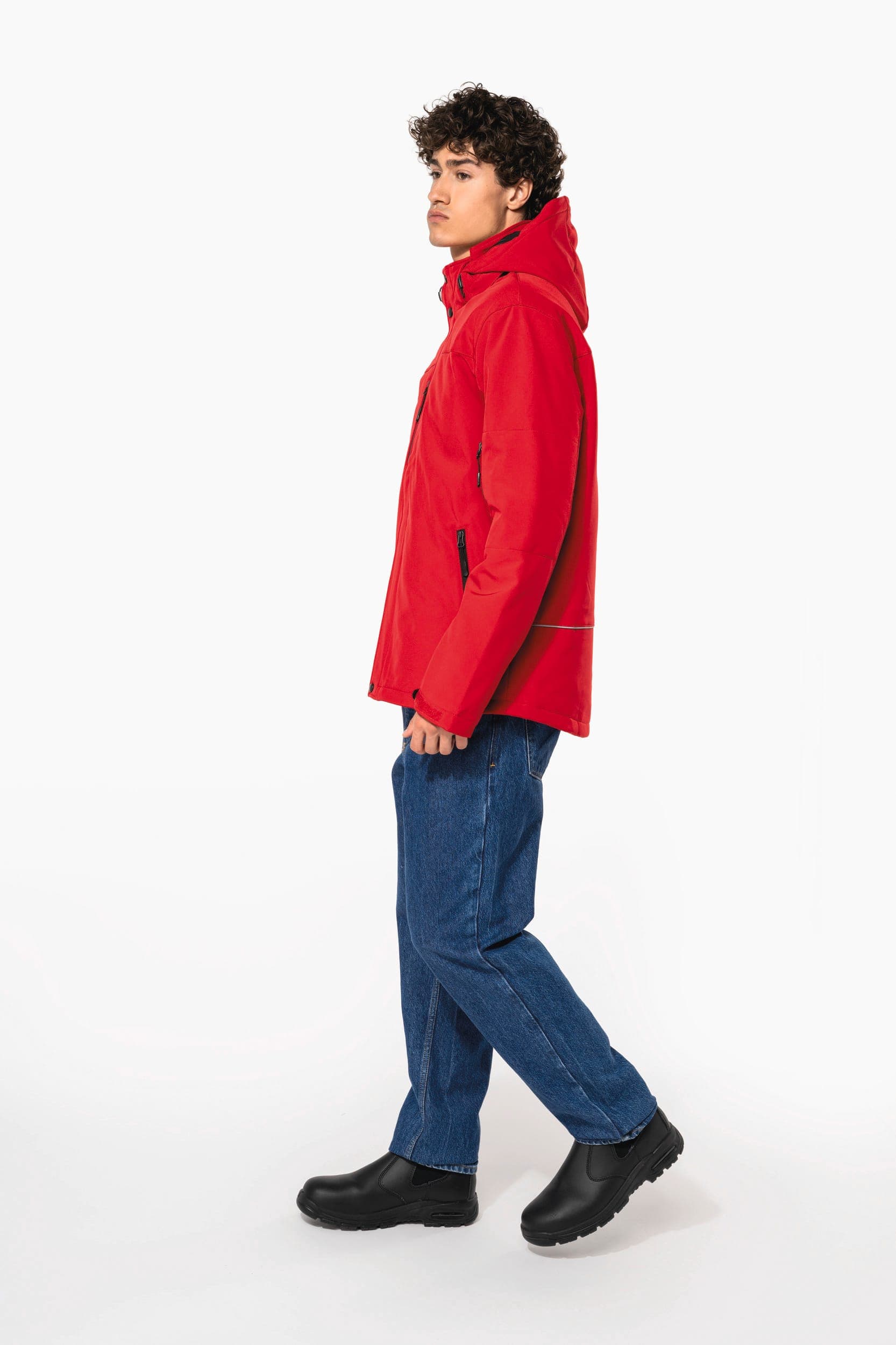 Parka softshell doublée capuche homme en situation