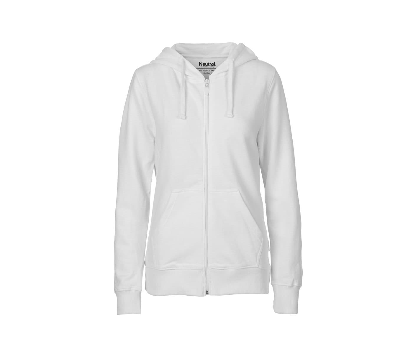 LADIES HOODIE WITH ZIP coloris Blanc