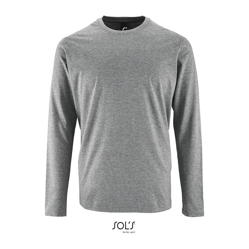 SOL'S IMPERIAL LSL MEN - LONG-SLEEVE T-SHIR coloris Gris chiné