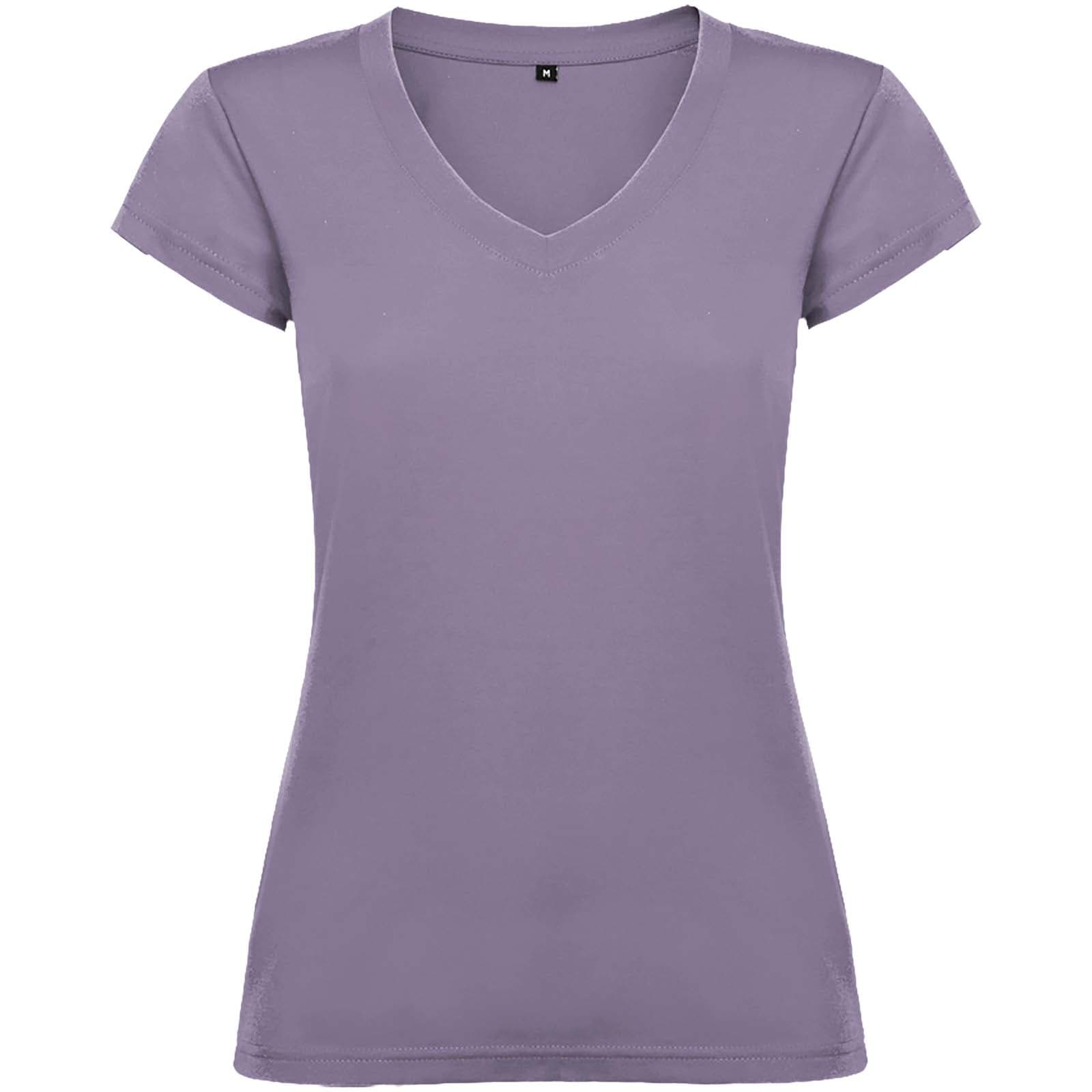 T-shirt de 155 g/m² Victoria à col en V et manches courtes pour femme coloris Lavande