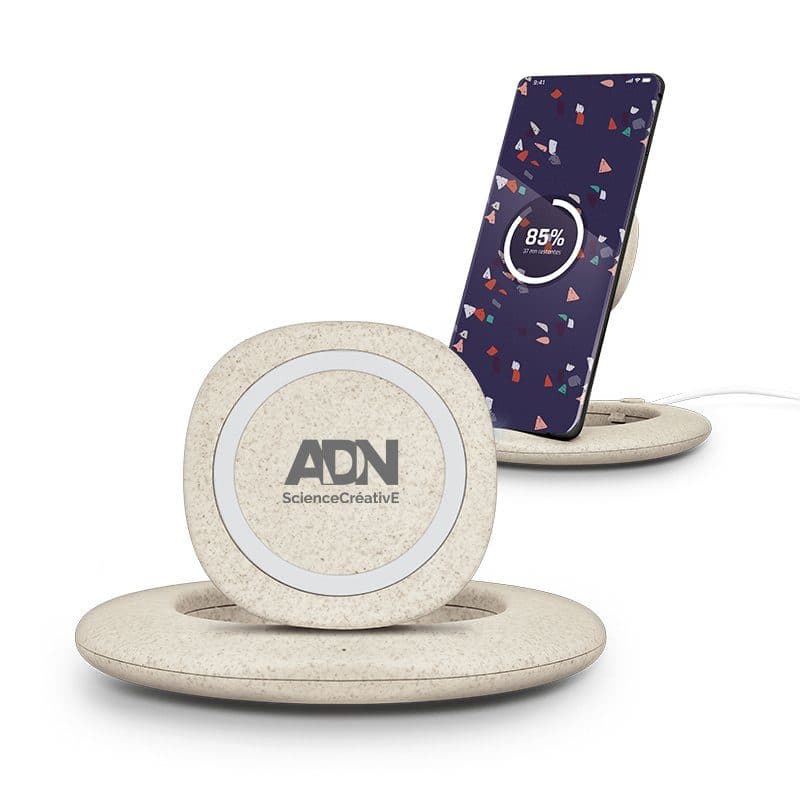 CHARGEUR PAR INDUCTION RAPIDE 10W & SUPPORT DE TELEPHONE en situation