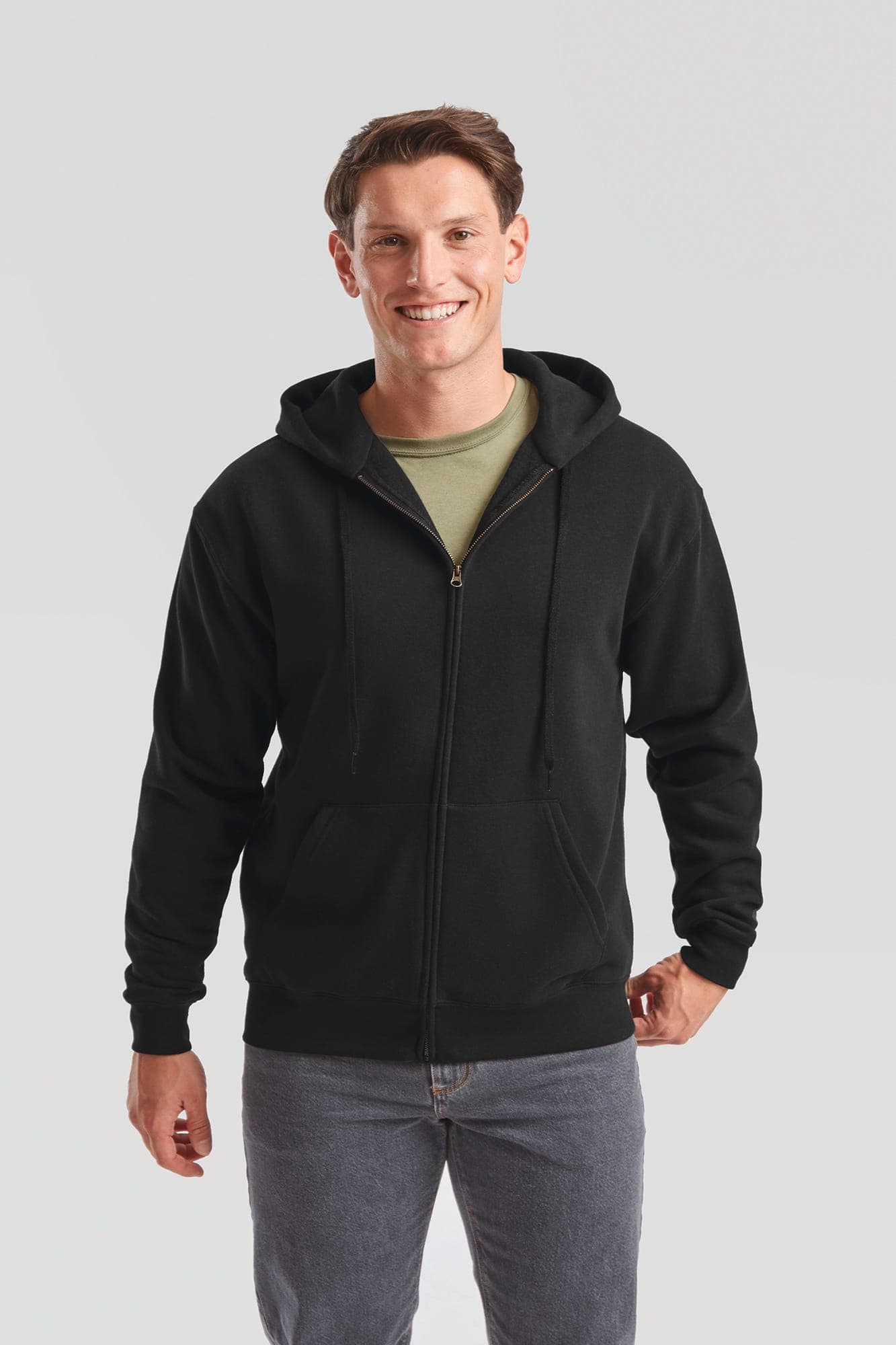 Sweat-shirt homme zippé capuche Premium (62-034-0) en situation
