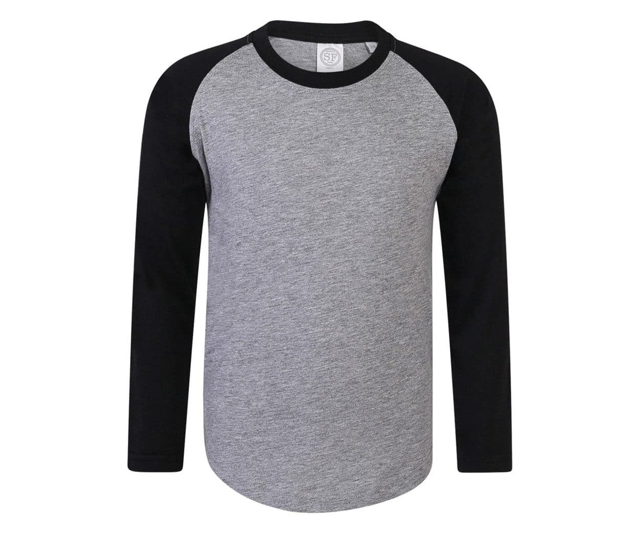 KIDS' LONG SLEEVED BASEBALL T coloris Gris chiné / Noir