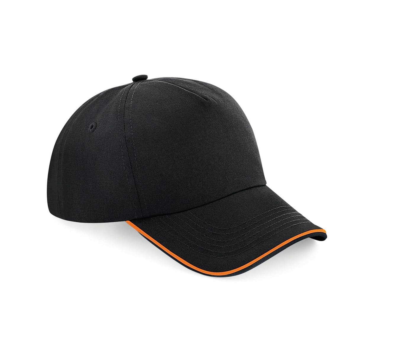 AUTHENTIC 5 PANEL CAP - PIPED PEAK coloris Noir / Orange