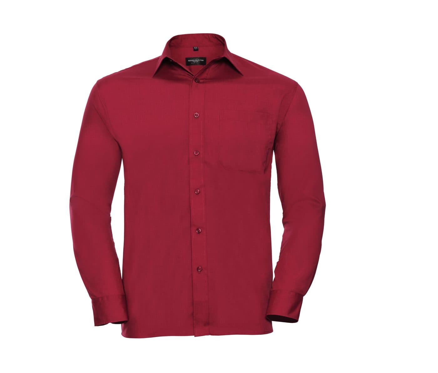 MEN'S LONG SLEEVE CLASSIC POLYCOTTON POPLIN SHIRT coloris Rouge classique