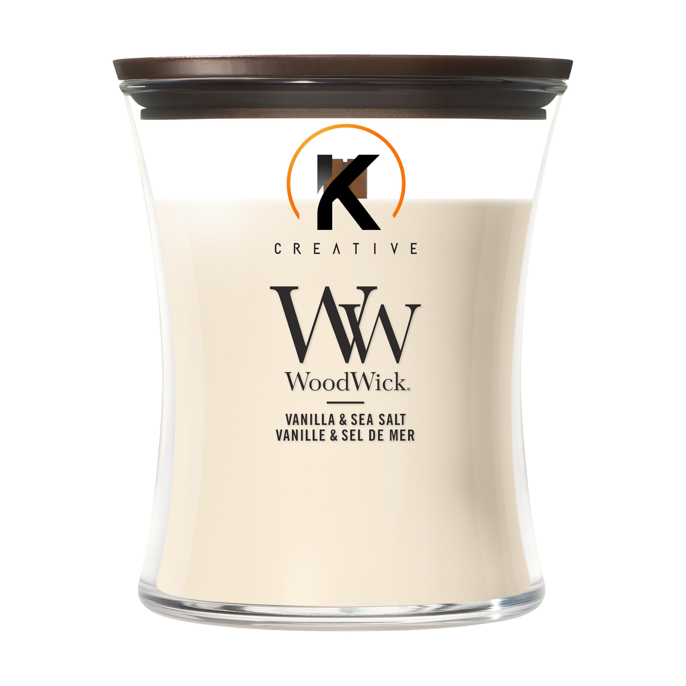 Bougie parfumée WoodWick Vanilla & Sea Salt moyen