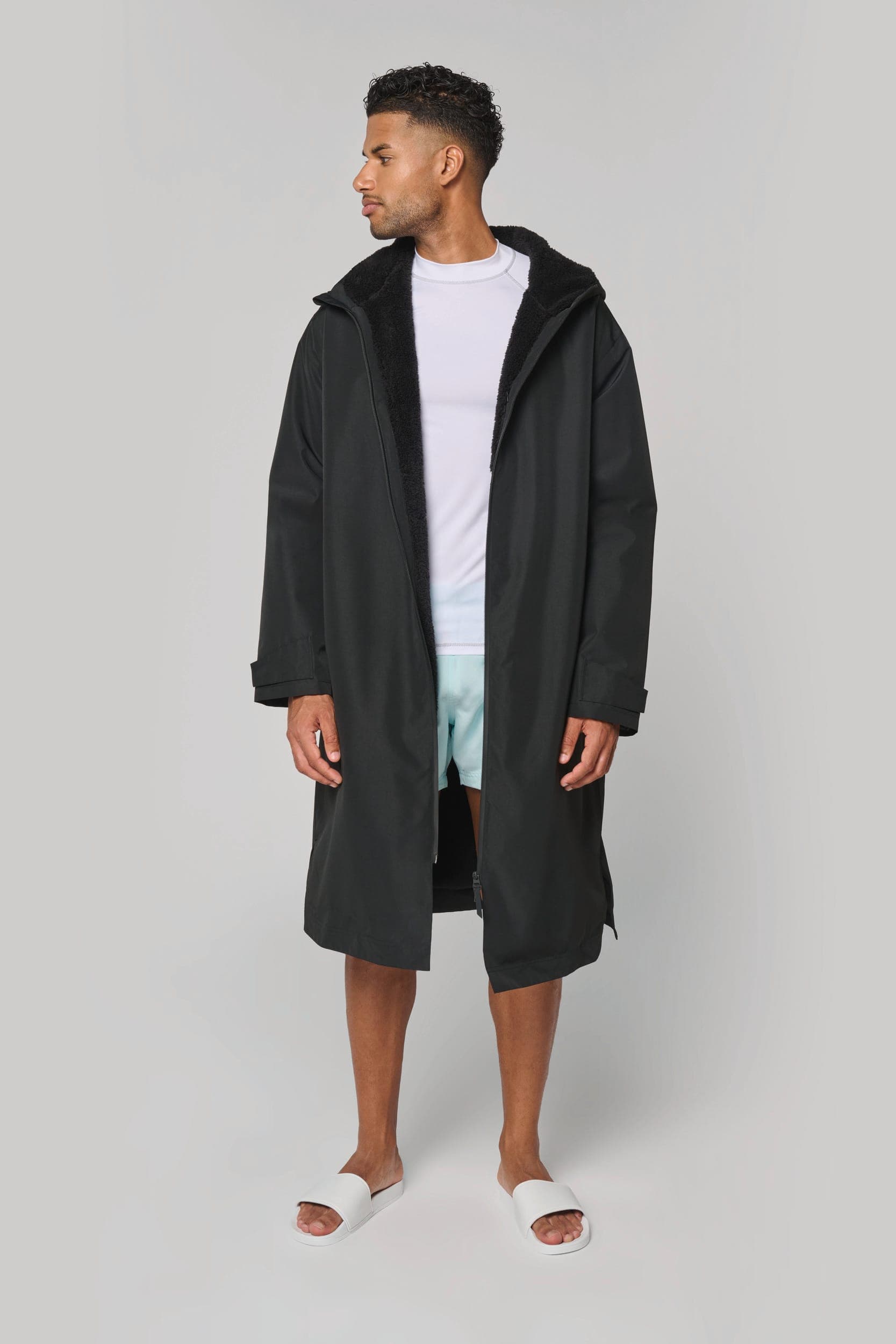 Parka longue doublée sherpa unisexe en situation