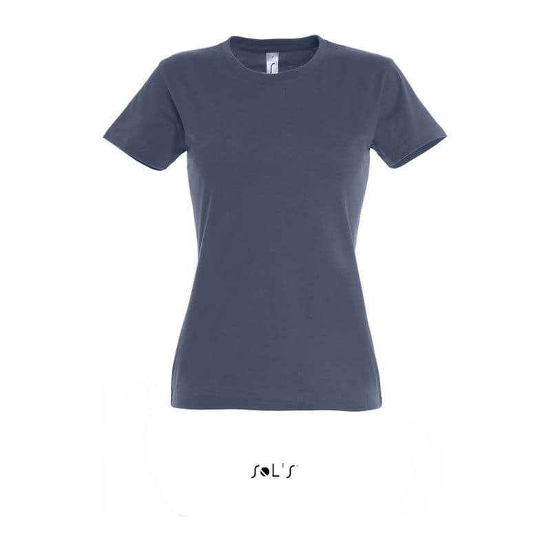 SOL'S IMPERIAL WOMAN ROUND COLLAR T-SHIRT coloris Denim