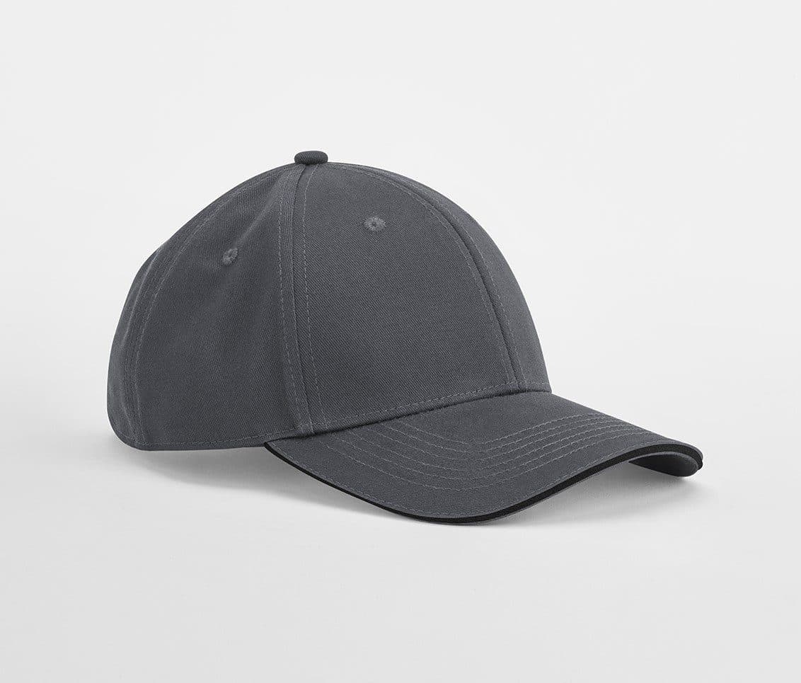 EARTHAWARE® CLASSIC ORGANIC COTTON 6 PANEL CAP - SANDWICH PEAK coloris Gris graphite / Noir