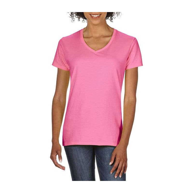 PREMIUM COTTON® LADIES' V-NECK T-SHIRT coloris Azalée
