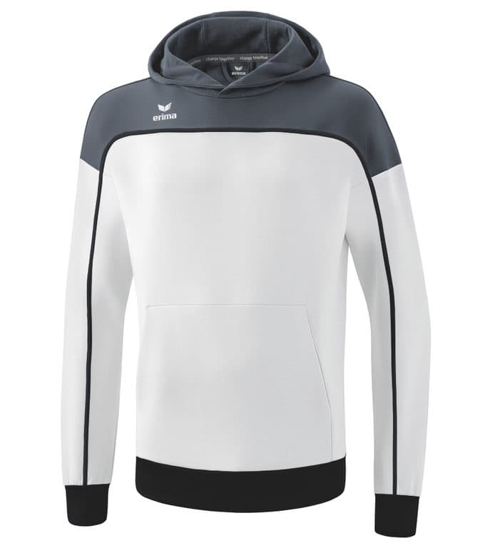 Sweat à capuche CHANGE by erima coloris Blanc / Gris ardoise / Noir