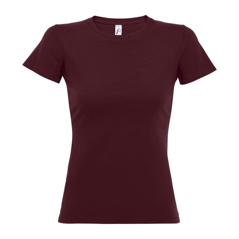 SOL'S IMPERIAL WOMAN ROUND COLLAR T-SHIRT coloris Bordeaux