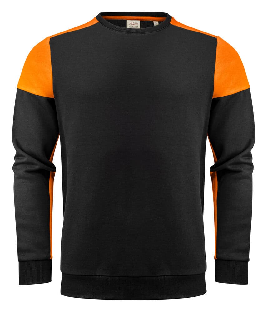 Sweat-shirt Encolure Ras-du-Cou Prime Unisexe coloris Noir / Orange