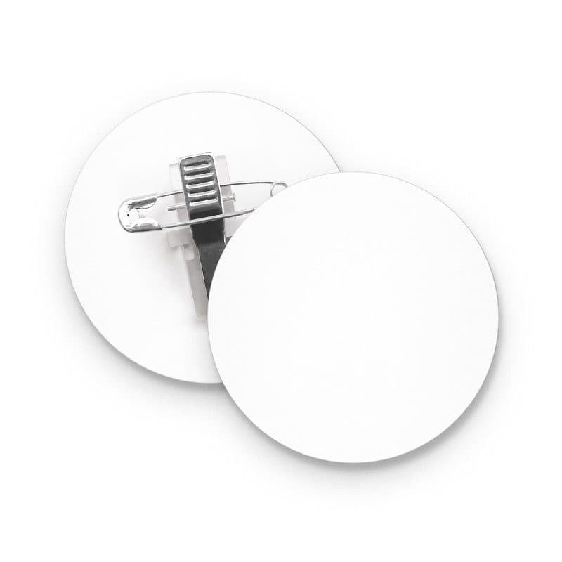 BADGE PLASTIQUE (PS) ROND Ø55 mm AVEC PINCE EPINGLE en situation