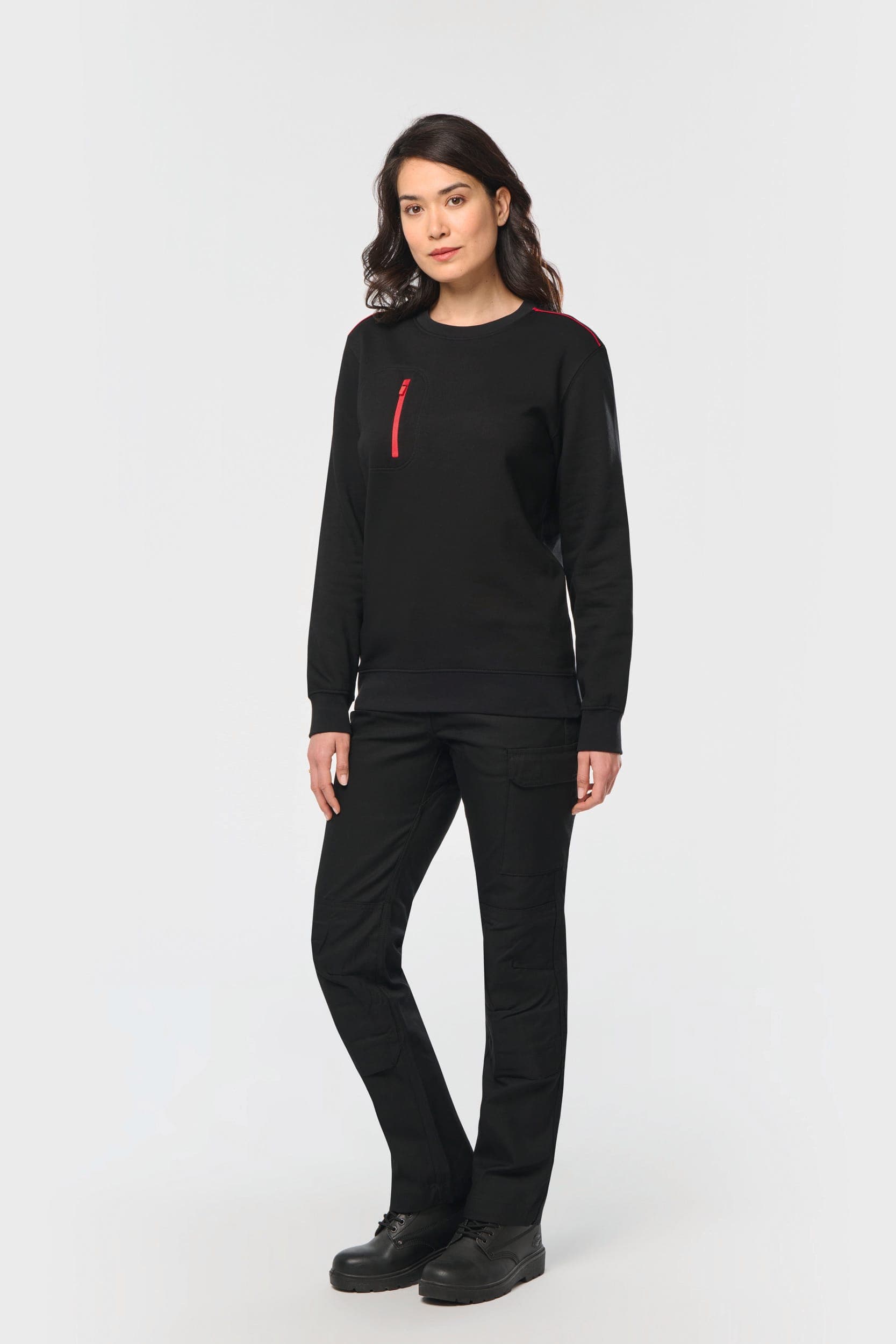 Sweat-shirt Day To Day zip poche contrastée unisexe en situation