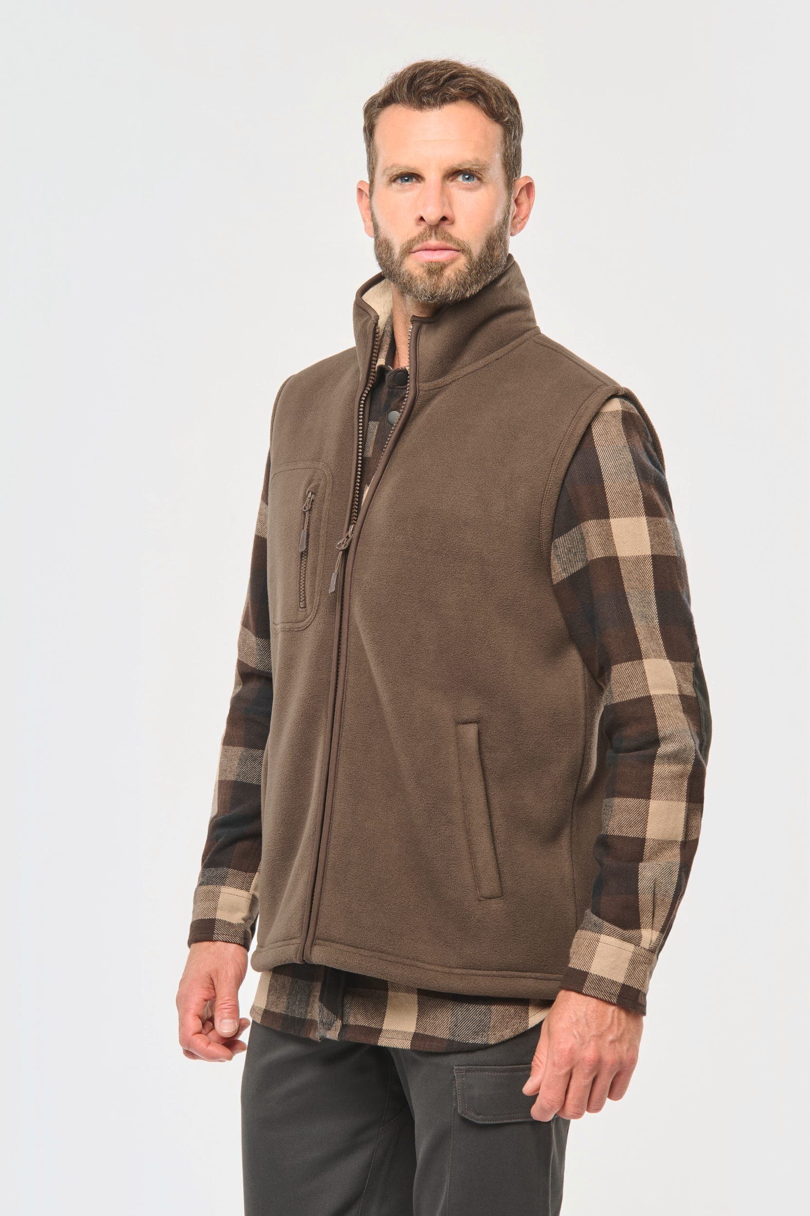 Bodywarmer polaire avec intérieur sherpa unisexe en situation