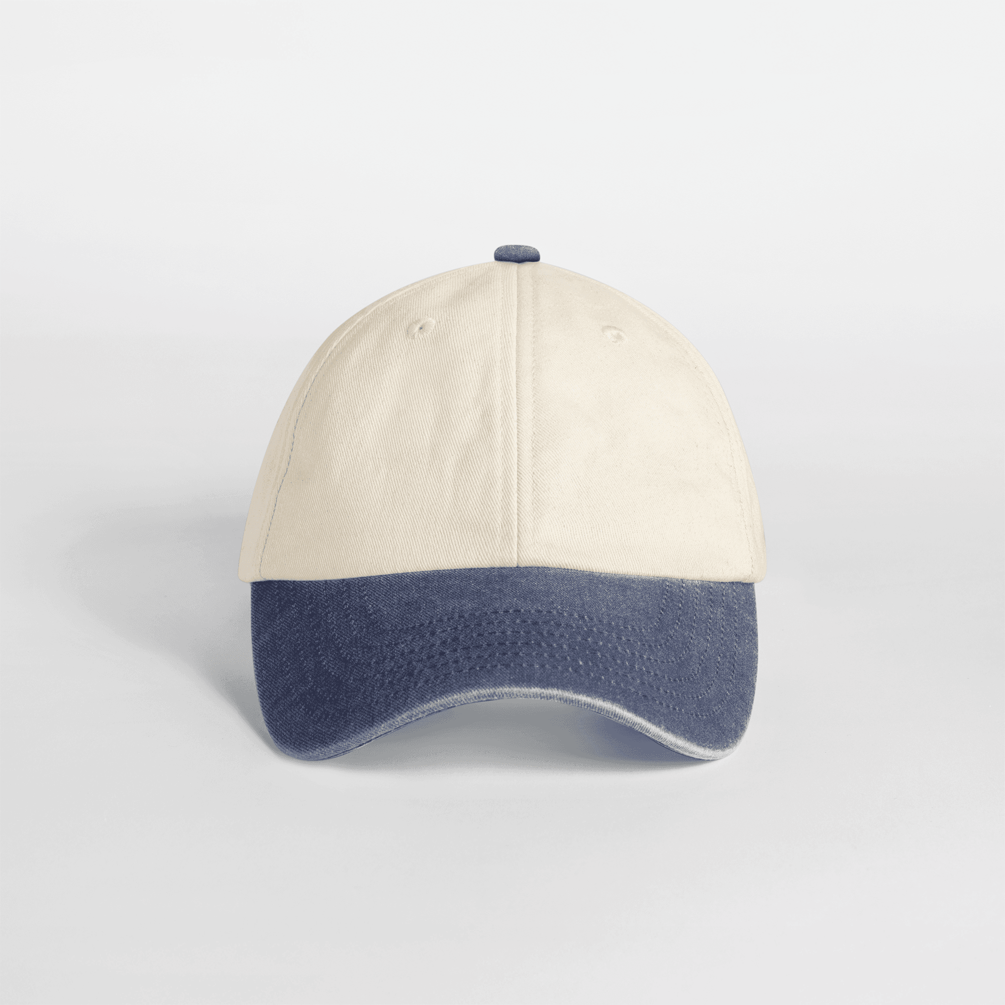 Casquette vintage compacte visière contrastée coloris Naturel / Denim vintage