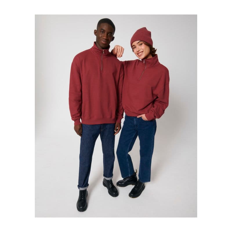 Miller Dry unisex boxy quarter zip sweatshirt coloris Rouge terre