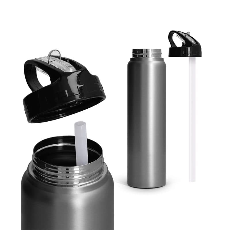 BOUTEILLE GOURDE 1 L INOX AVEC PAILLE en situation