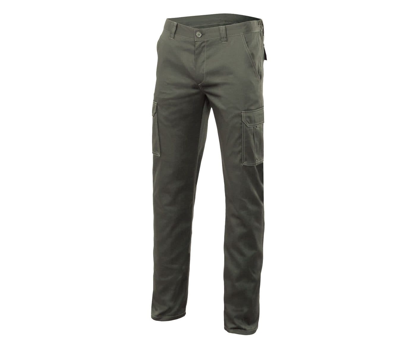PANTALON STRETCH MULTIPOCHES coloris Vert chasseur