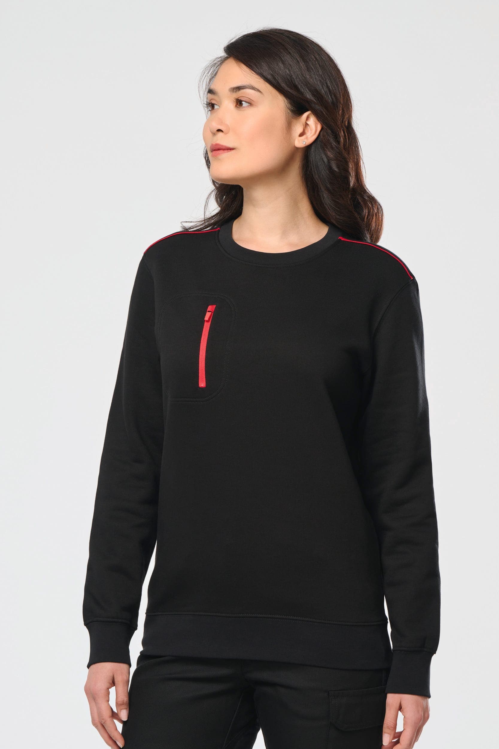 Sweat-shirt Day To Day zip poche contrastée unisexe en situation
