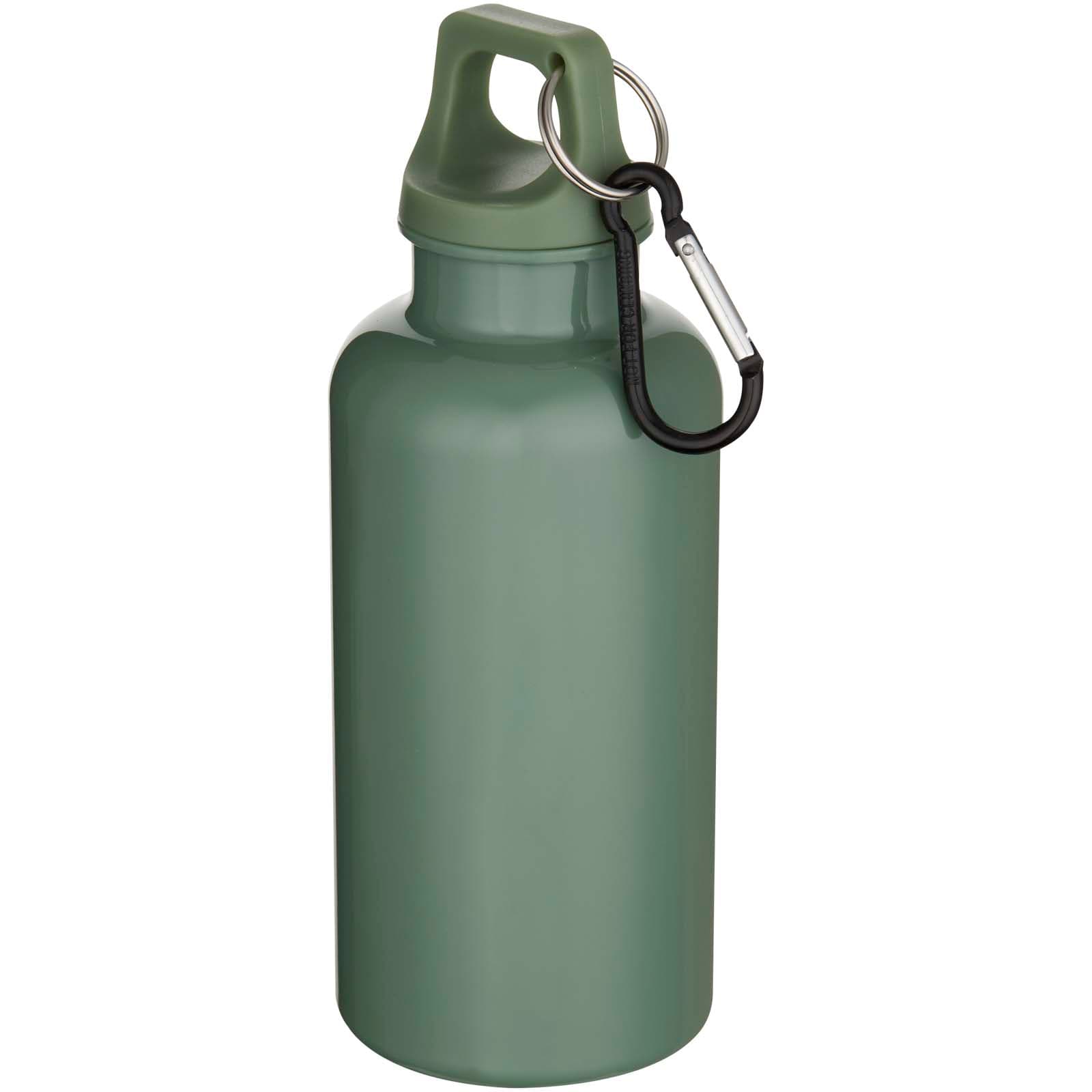 Bouteille d’eau Oregon de 400 ml en plastique recyclé uni certifié RCS avec mousqueton  coloris Vert bruyère