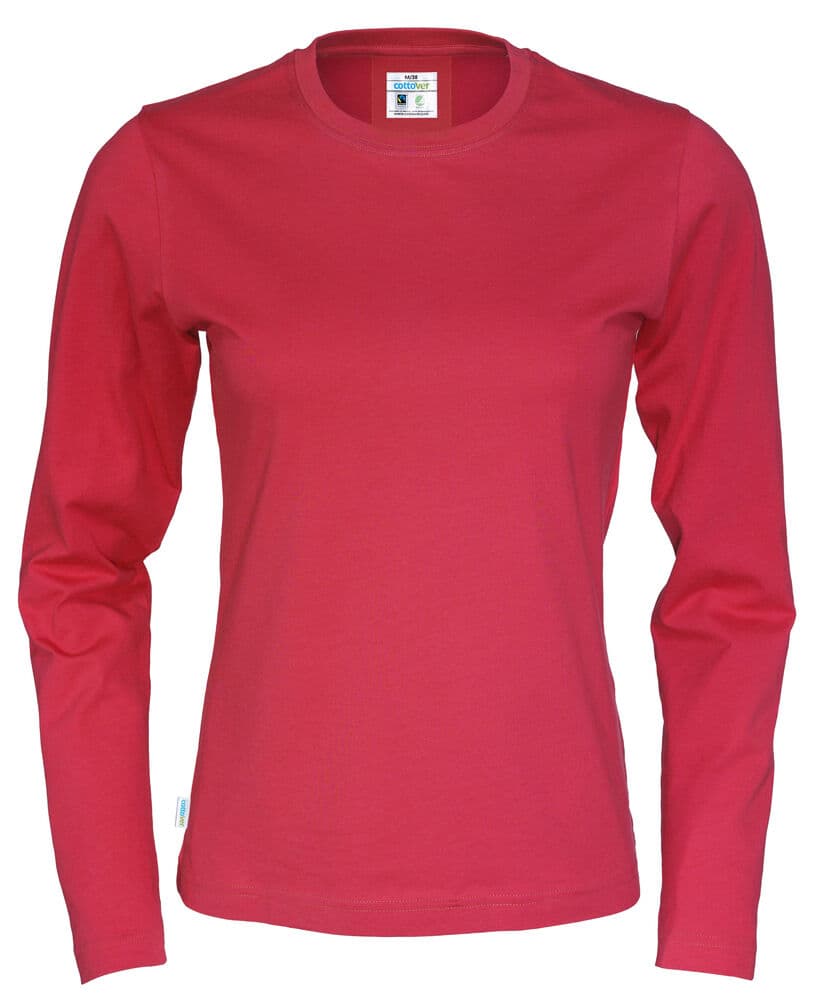 T-SHIRT MANCHES LONGUES FEMME - CERTIFIÉ GOTS coloris Rouge
