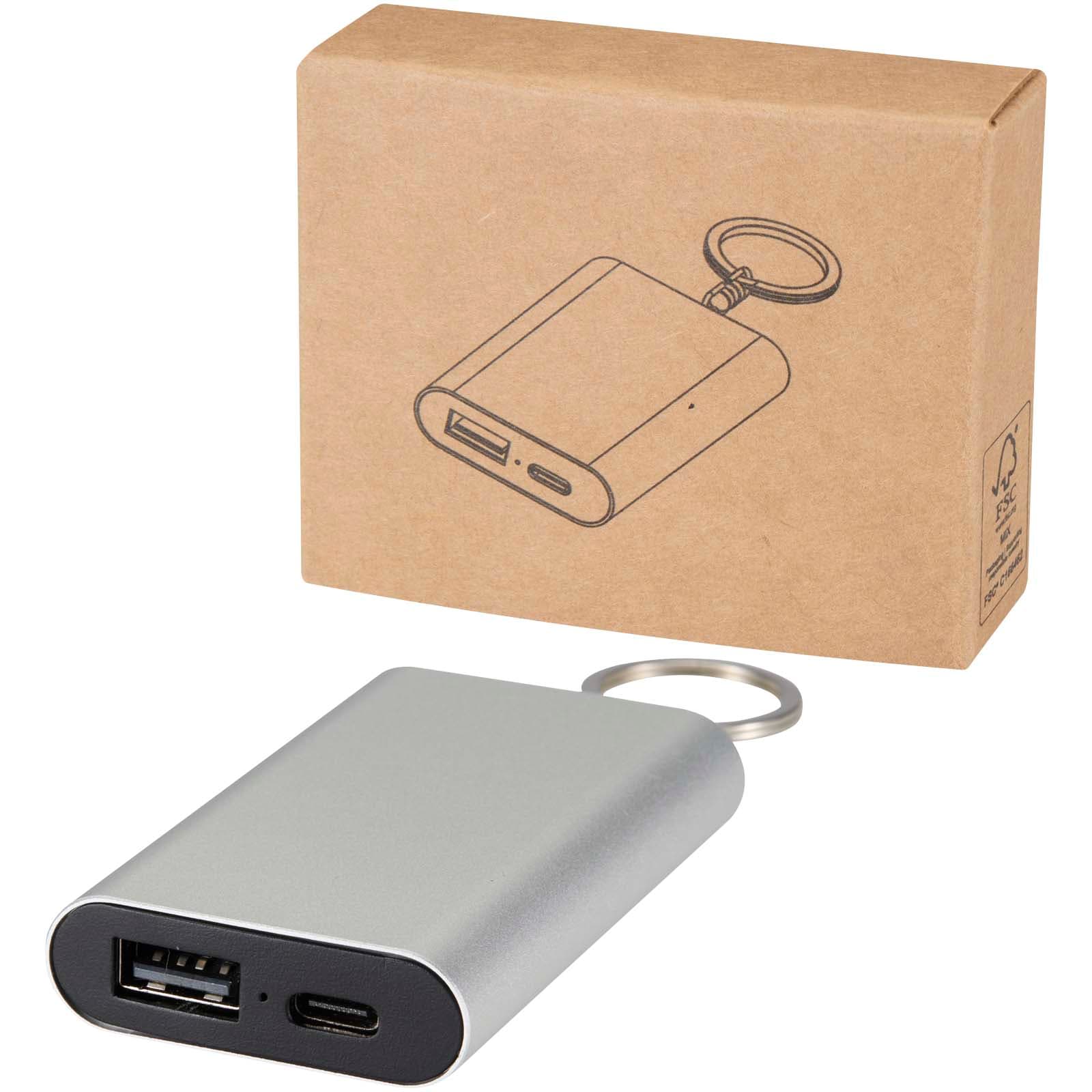 Batterie de secours Arcturus en aluminium recyclé de 2 000 mAh avec porte-clés