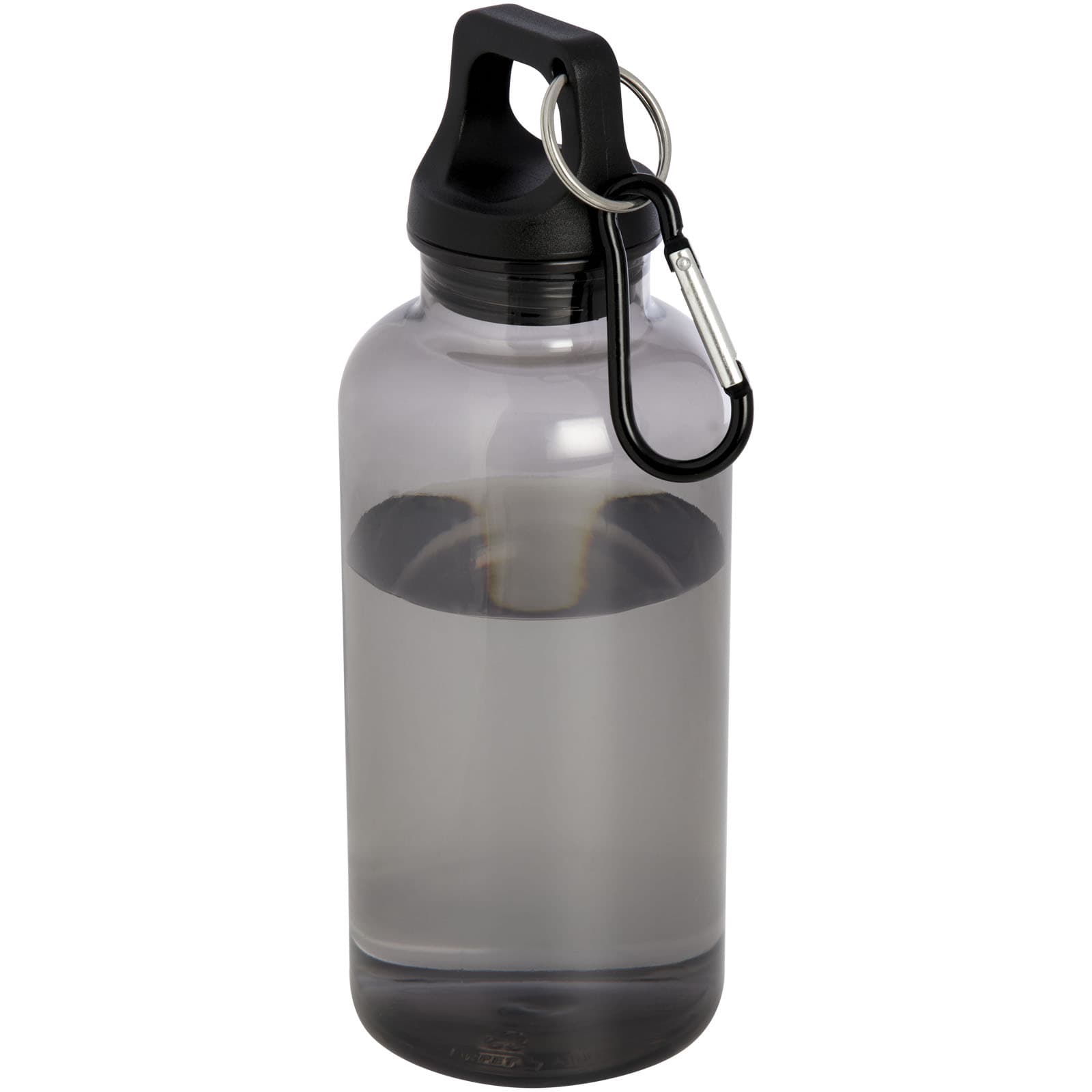 Bouteille d'eau Oregon de 400 ml en plastique recyclé avec mousqueton coloris Noir