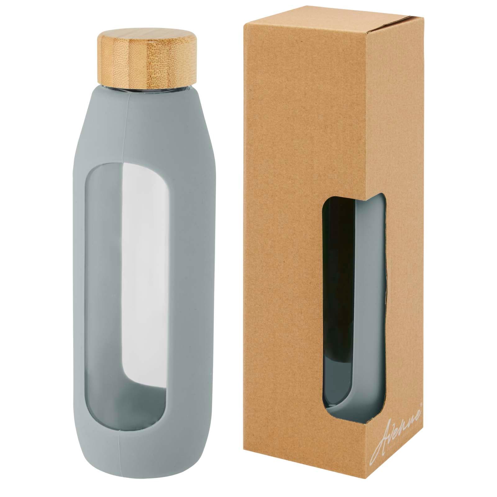 Bouteille Tidan de 600 ml en verre borosilicate avec grip en silicone coloris Gris