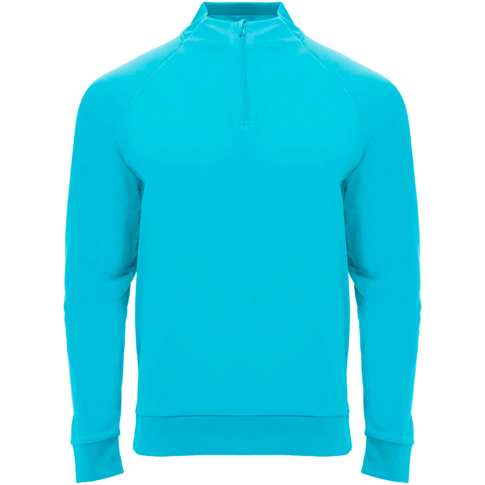 Sweatshirt de 200 g/m² Epiro à manches longues avec fermeture demi- zip pour enfant coloris Turquoise fluo