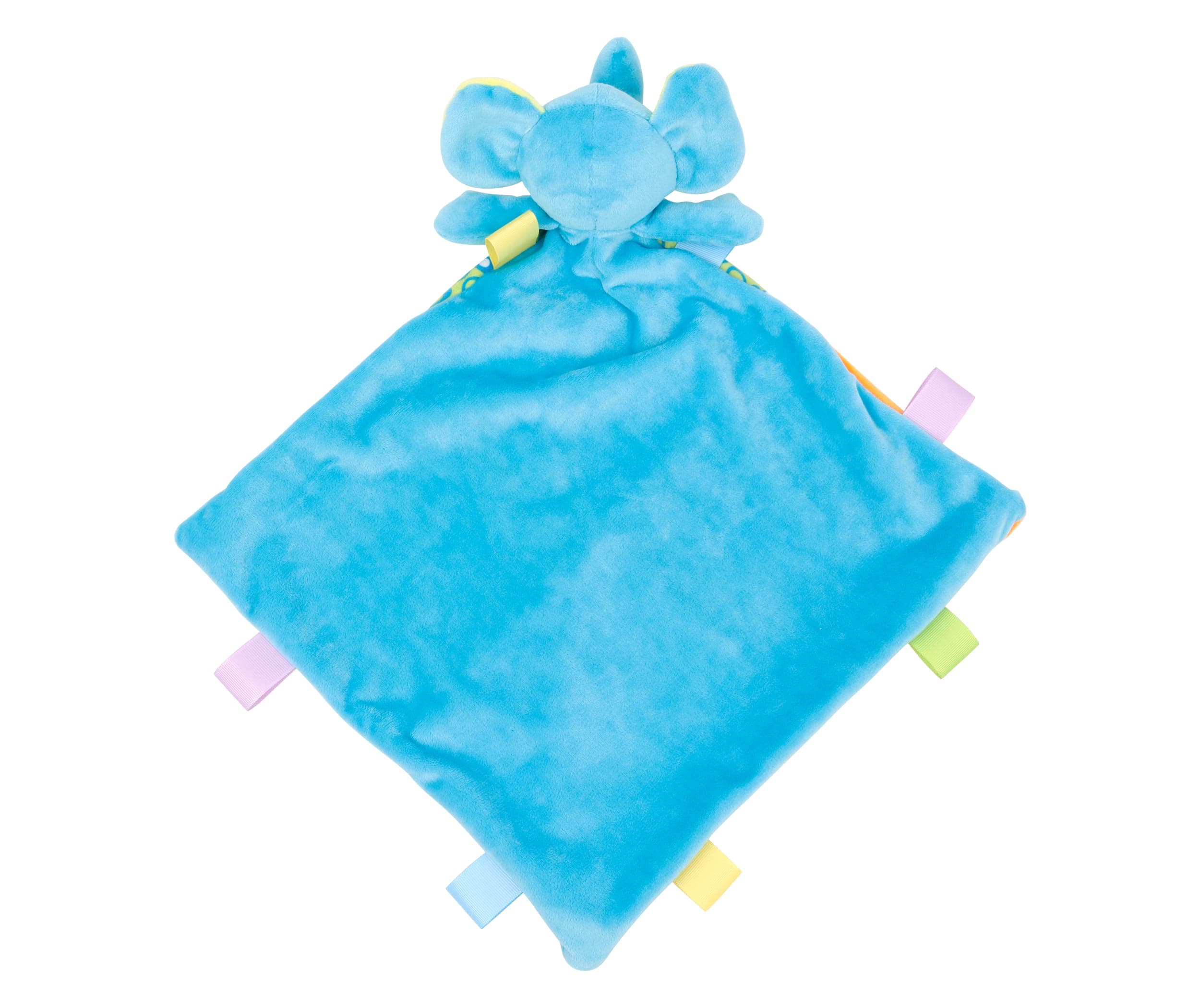 Doudou plat multicolore éléphant en situation