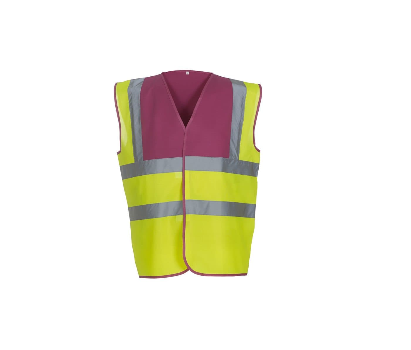 HI-VIS 2-BAND AND BRACES WAISTCOAT coloris Framboise / Jaune haute visibilité