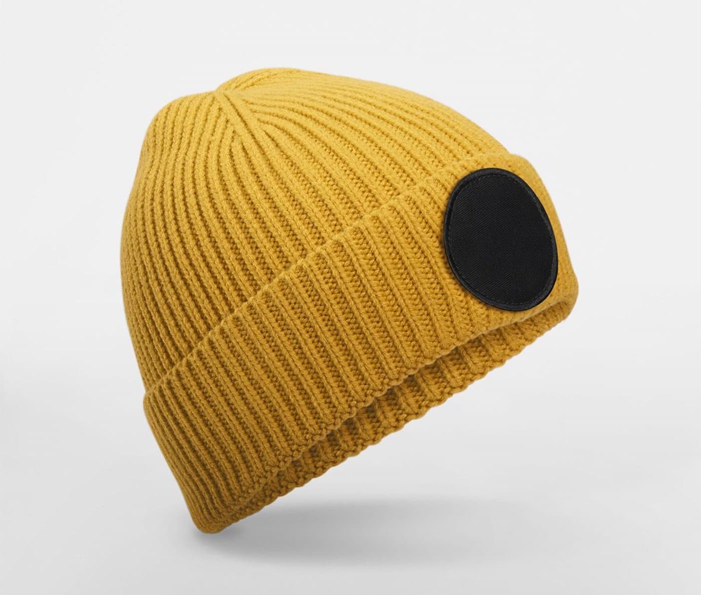 CIRCULAR FASHION PATCH BEANIE coloris Moutarde / Noir
