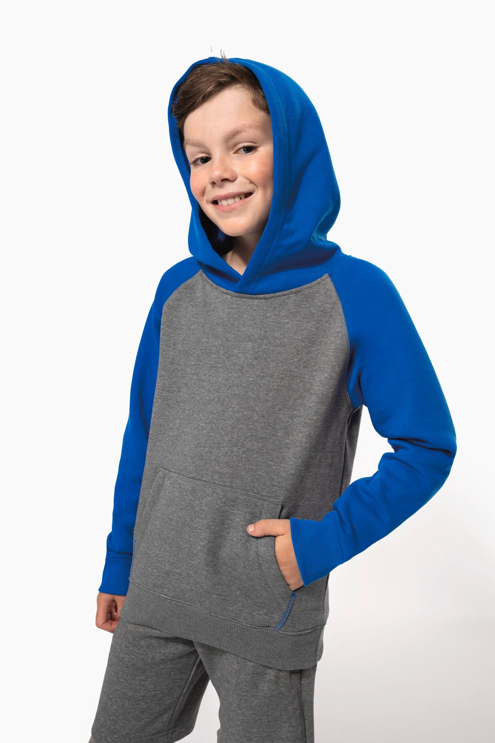 Sweat-shirt capuche bicolore enfant