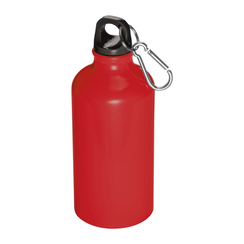 Bouteille de boisson métal avec mousqueton Kielce 500 ml coloris Rouge