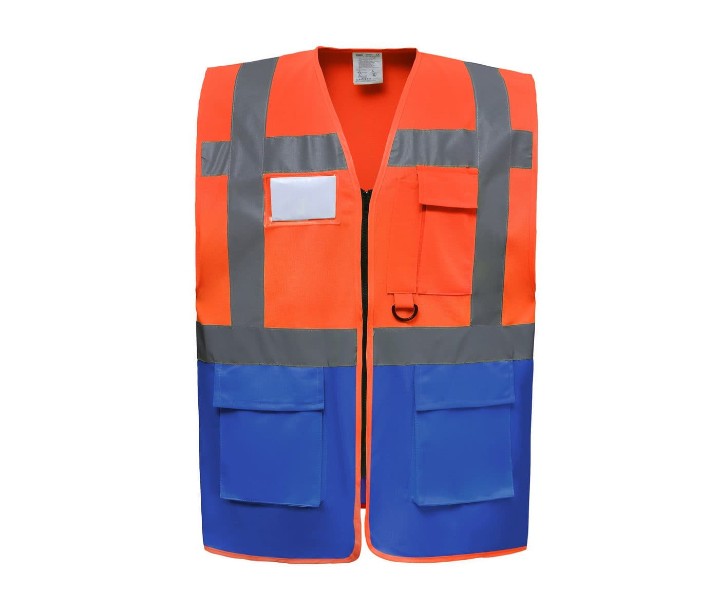 MULTI-FUNCTIONAL EXECUTIVE HI-VIS WAISTCOAT coloris Orange haute visibilité / Bleu roi