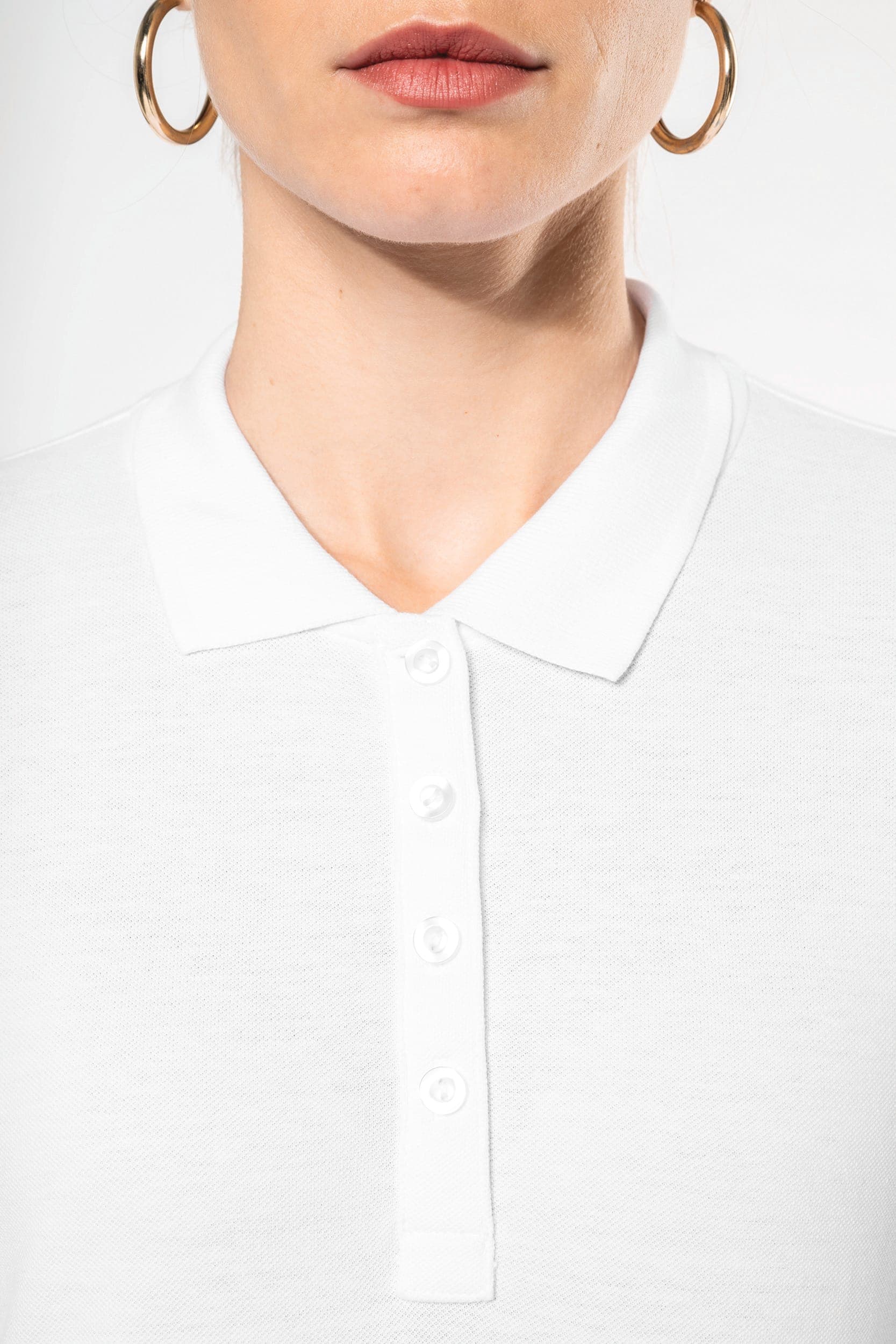 Polo piqué manches longues femme en situation