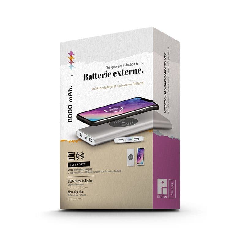 BATTERIE EXTERNE Li-po 8000 mAh ET CHARGEUR PAR INDUCTION en situation