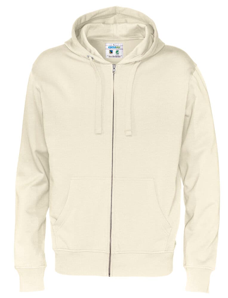 HOODIE FERMETURE COMPLÈTE HOMME - CERTIFIÉ GOTS coloris Écru
