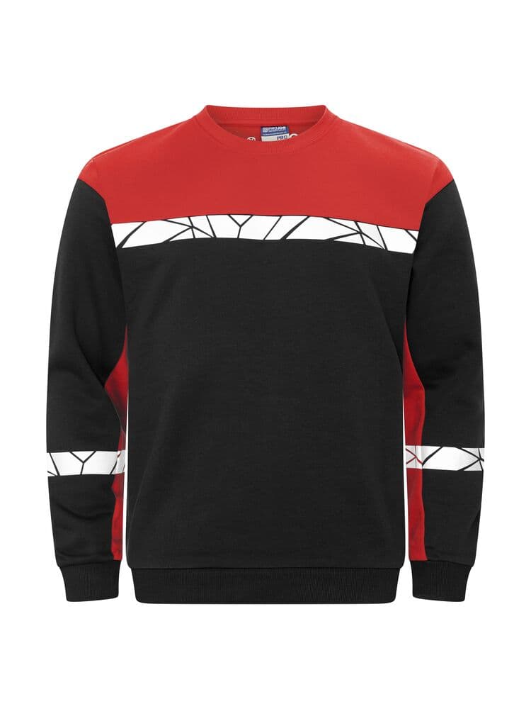7101 SWEAT COL ROND coloris Noir / Rouge