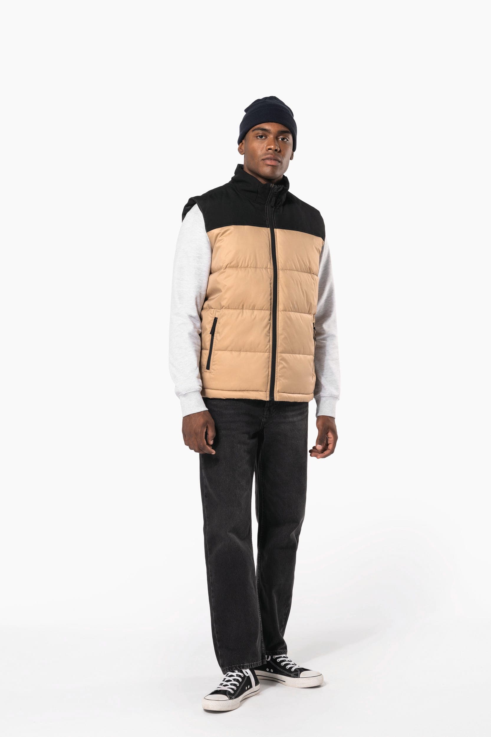 Bodywarmer matelassé bi-ton unisexe en situation