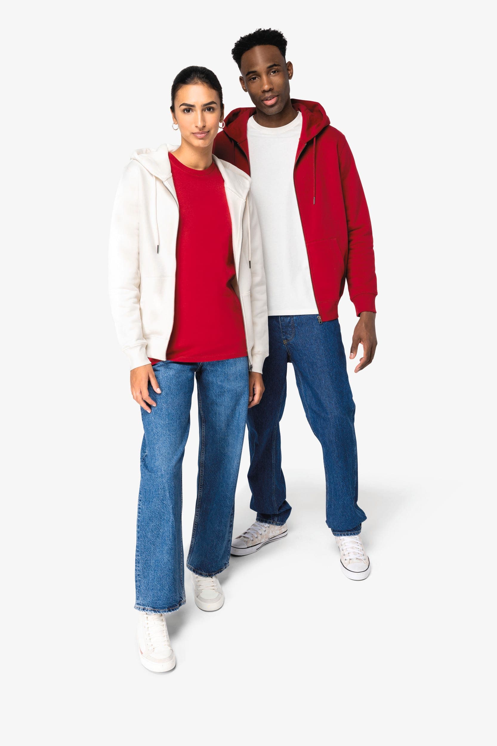 Sweat-shirt écoresponsable zippé à capuche unisexe en situation