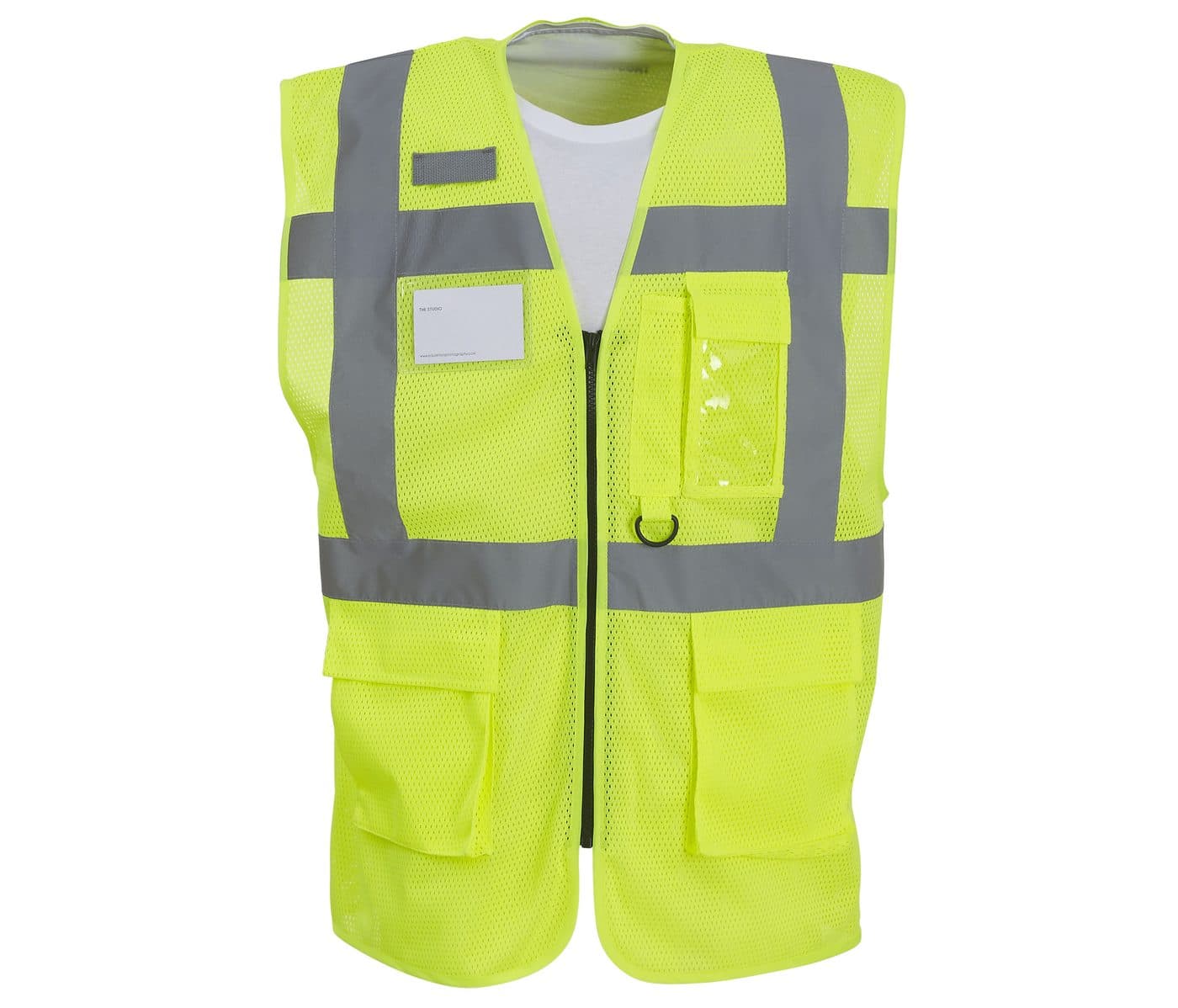 HI-VIS TOP COOL RECYCLED OPEN MESH EXECUTIVE WAISTCOAT coloris Jaune haute visibilité